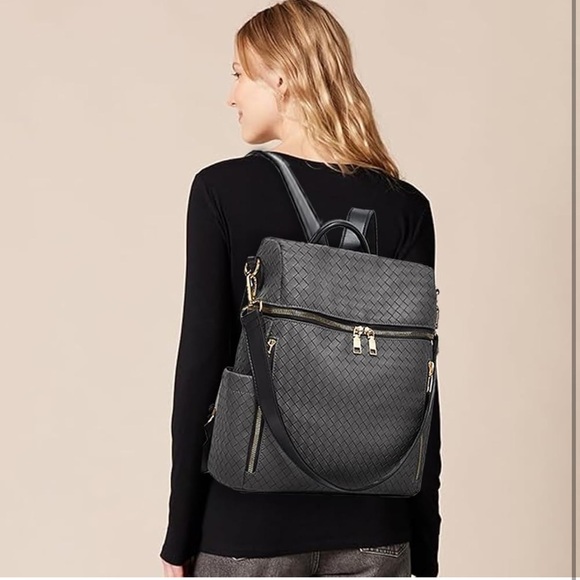 Womens Backpack Purse Leather Backpack Purse for Women Plaid black 2pack main image 4